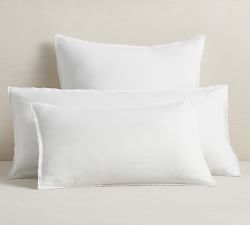 Open Box: Belgian Flax Linen Fringed Border Stitch Sham