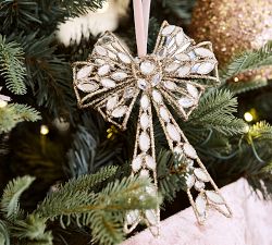 LoveShackFancy Silver Glitter Cage Bow Ornament