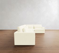 Westwood Slim Arm Deep Seat Slipcovered 3-Piece Wedge Sleeper Sectional (129")