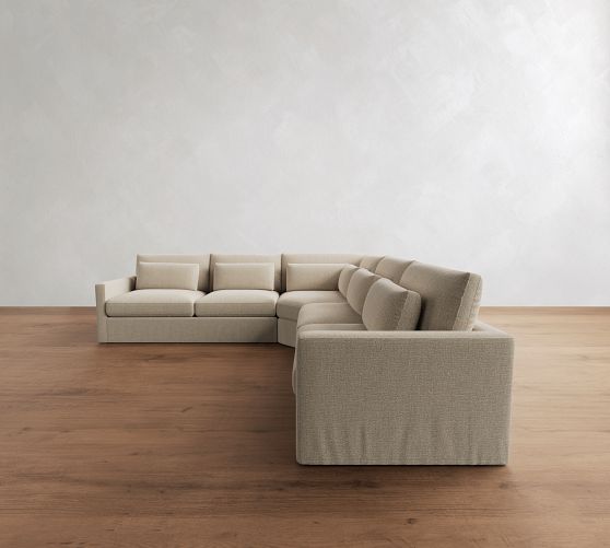Westwood Square Arm 3-Piece L-Shaped Wedge Sleeper Sectional (127") by Pottery Barn