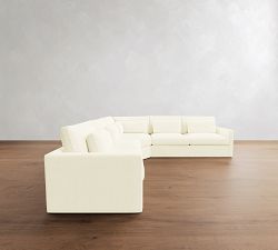 Westwood Slim Arm Deep Seat Slipcovered 3-Piece L-Shaped Wedge Sleeper Sectional (129")