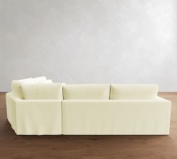 Westwood Square Arm Deep Seat Slipcovered 3-Piece Wedge Sleeper Sectional (132")