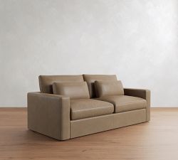 Westwood Square Arm Deep Seat Leather Sleeper Sofa (58"&ndash;89")