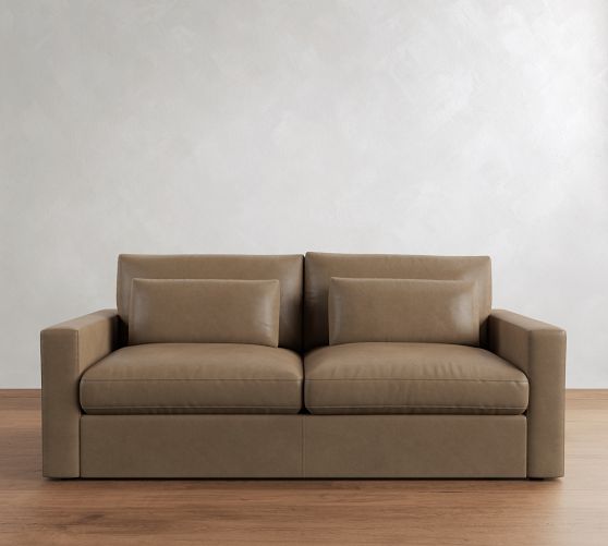 Westwood Square Arm Deep Seat Leather Sleeper Sofa (58"-89") by Pottery Barn