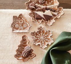 Gingerbread Tree Stoneware Appetizer Plates - Set of 4