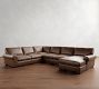 Turner Roll Arm Leather 4-Piece Chaise Sectional (140"-144")
