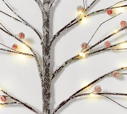 Lit Frosted Faux Berry Twig Branches - Set of 3