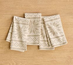 Open Box: Snowflake Fair Isle Cotton Napkins, Set of 4 - Neutral
