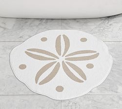 Sand Dollar Bath Mat, White/Natural, 29"