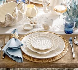 Pearlescent Shell Stoneware Appetizer Plates - Set of 4