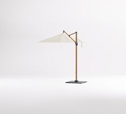 10' Round Cantilever Outdoor Patio Umbrella - Faux Wood with Base