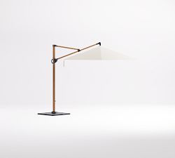 10' Round Cantilever Outdoor Patio Umbrella - Faux Wood with Base