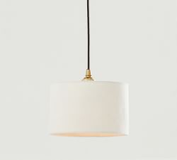 Linen Drum Shade Cord Pendant (10"-14")