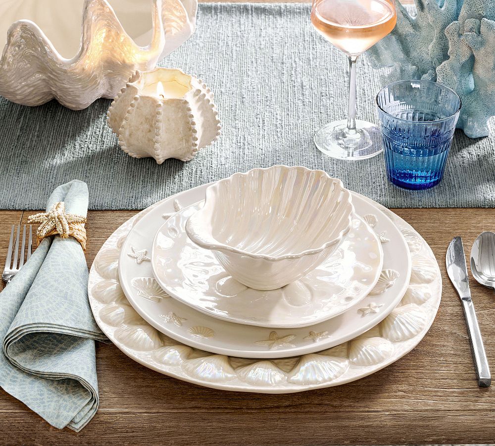 Pearlescent Shell Stoneware Cereal Bowls - Set of 4