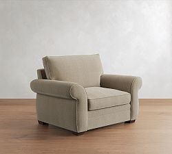 Open Box: Pearce Roll Arm Upholstered Chair-And-A-Half - Sunbrella Performance Herringbone Light Gray