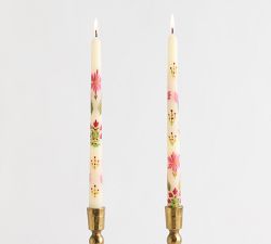 Hand Painted Taper Candles - Set of 2