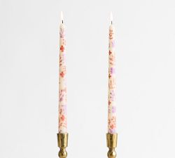 Hand Painted Taper Candles - Set of 2