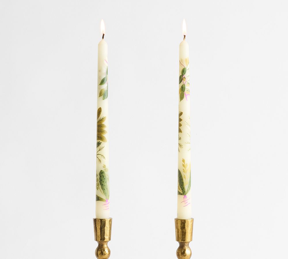 Hand Painted Taper Candles - Set of 2