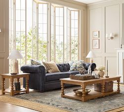 Chesterfield Roll Arm Leather Sofa (65"&ndash;96")