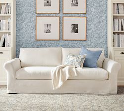 PB Comfort Modern Roll Arm Slipcovered Sofa (67"-120")