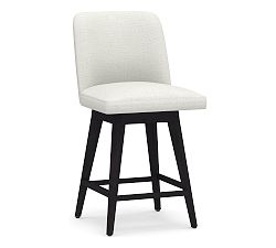 Open Box: Layton Upholstered Swivel Counter Stool (25.5") - Basketweave Slub Ivory, Blackened Oak Legs