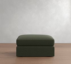 Open Box: Westwood Upholstered Ottoman, Down Blend Wrapped Cushions - Performance Heathered Tweed Evergreen