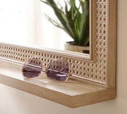 Marina Cane Rectangle Mirror With Shelf