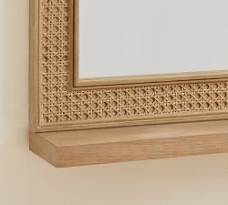 Marina Cane Rectangle Mirror With Shelf