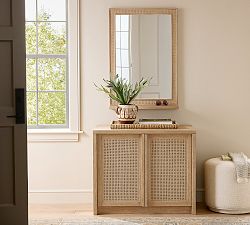 Marina Cane Rectangle Mirror With Shelf