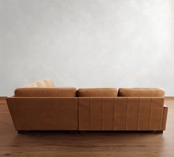Turner Square Arm Leather 3-Piece L-Shaped Wedge Sectional (116"&ndash;121")