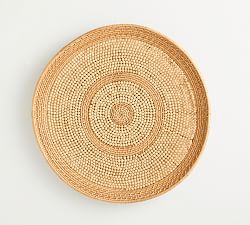Handwoven Rattan Beaded Basket Wall Art  - 30"