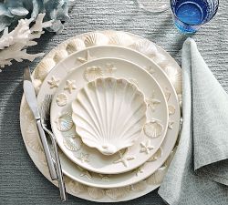 Coastal Embossed Stoneware Salad Plates - Set of 4