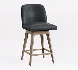 Open Box: Layton Leather Swivel Counter Stool (25.5") - Statesville Indigo, Seadrift