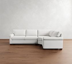 York Roll Arm 3-Piece Wedge Sleeper Sectional (119")
