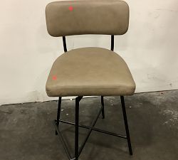 Open Box: Maison Leather Swivel Bar Stool, Counter Height - Legacy Taupe, Bronze Legs