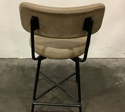 Open Box: Maison Leather Swivel Bar Stool, Counter Height - Legacy Taupe, Bronze Legs