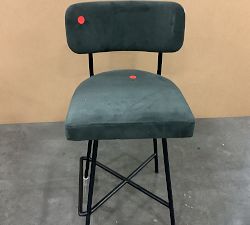 Open Box: Maison Upholstered Swivel Counter Stool (24") - Rustic Chenille Slate, Bronze Legs