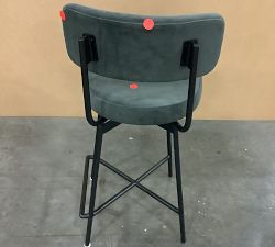 Open Box: Maison Upholstered Swivel Counter Stool (24") - Rustic Chenille Slate, Bronze Legs