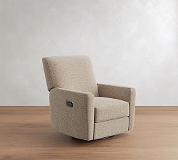 Open Box: Irving Square Arm Swivel Glider Recliner without Nailheads, Manual - Performance Midland Tweed Stone