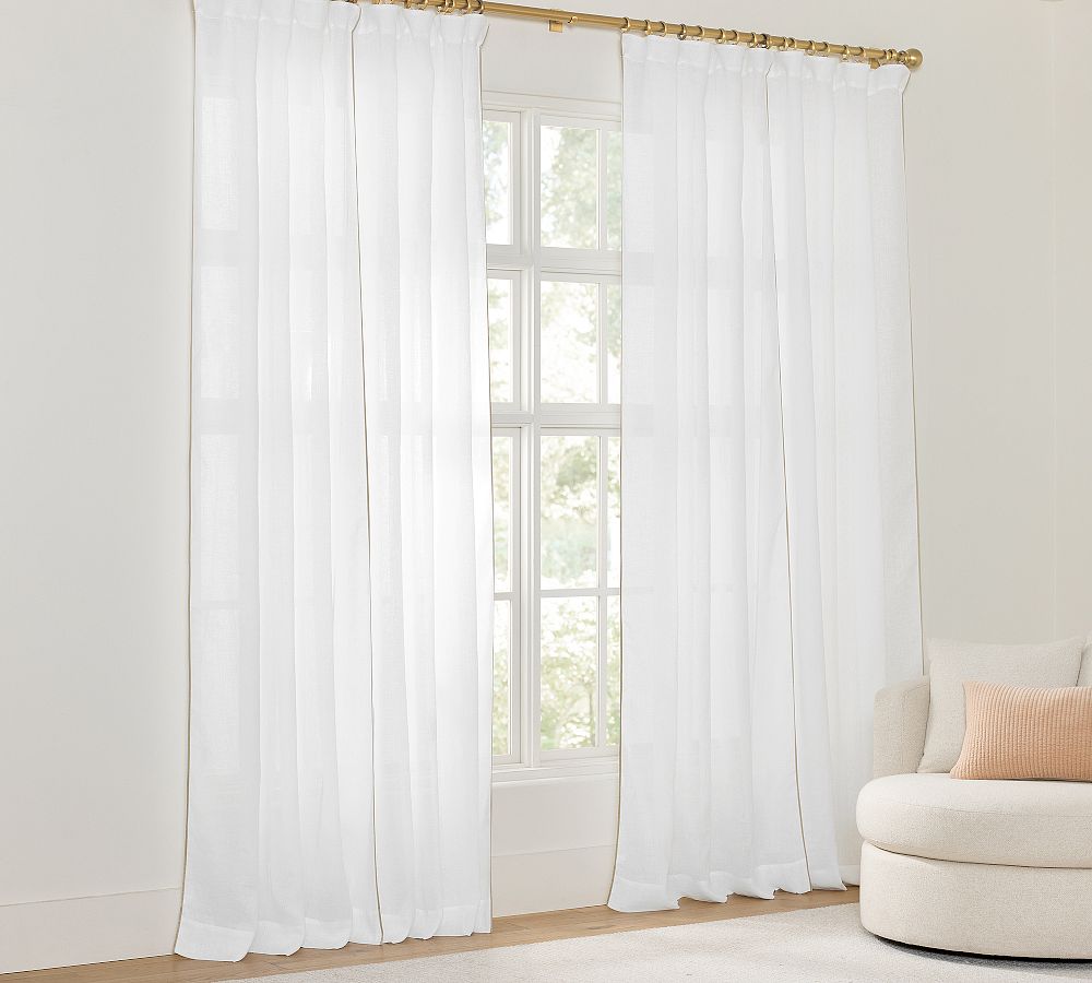 Willow Piped Border Sheer Curtain by Pottery Barn