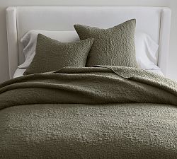 Open Box: Belgian Flax Linen Floral Stitch Quilt, King/Cal. King - Loden