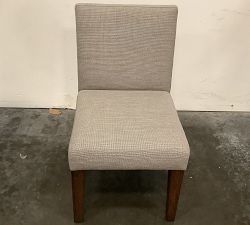 Open Box: Classic Upholstered Dining Side Chair - Performance Chateau Basketweave Light Gray, Espresso Leg