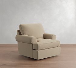 Open Box: Buchanan Roll Arm Upholstered Swivel Armchair - Performance Everydaysuede™ Stone