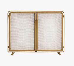 Open Box: Vail Mesh Fireplace Screen with Doors (38"W x 28.5"H) - Brass