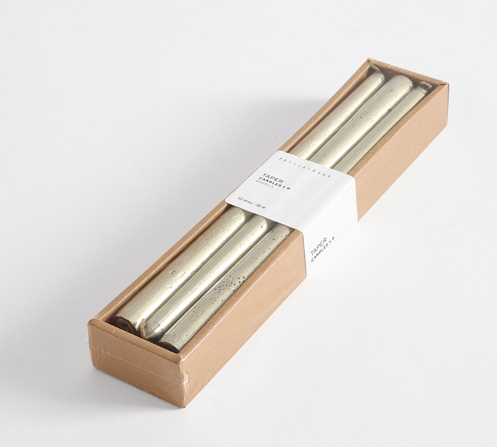 Taper Candles - Set of 6, Rustic Silver