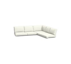 Huntington Slope Arm Sectional 5pc - 1 Corner, 1 RA, 1 LA, 2 Armless Chair, HP Canvas; White