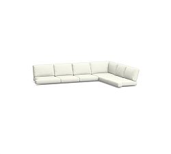 Huntington Slope Arm Sectional 6pc - 1 Corner, 1 RA, 1 LA, 3 Armless Chair, HP Canvas; White
