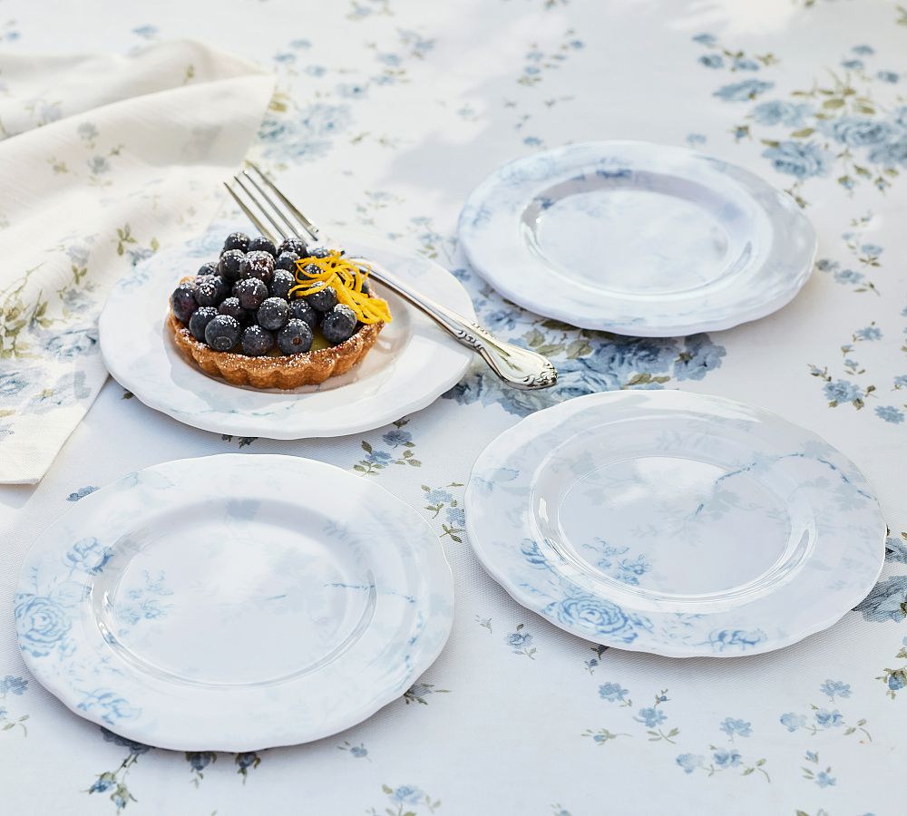 LoveShackFancy Blue Rose Melamine Appetizer Plates - Set of 4