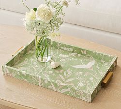 Linen Bird Print Tray