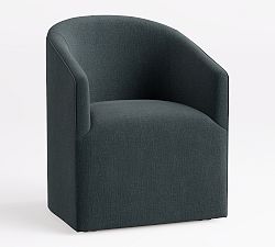 Open Box: Baldwin Upholstered Barrel Back Dining Armchair - Rustic Chenille Slate